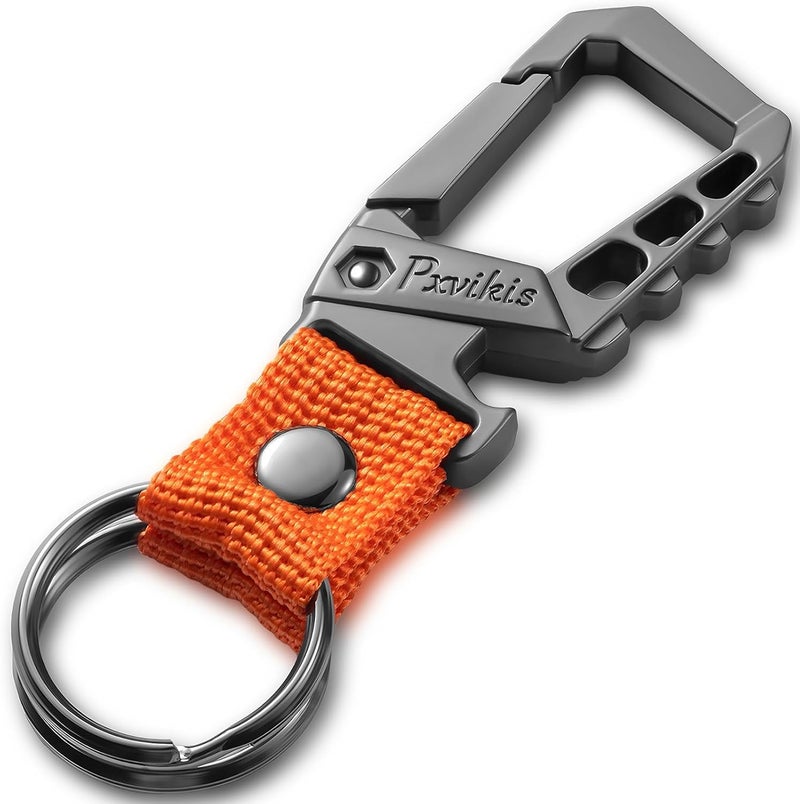 Pxvikis Metal heavy duty key chain carabiner clip bottle opener wrist lanyard ring car key fob unisex for men and women - Image 1